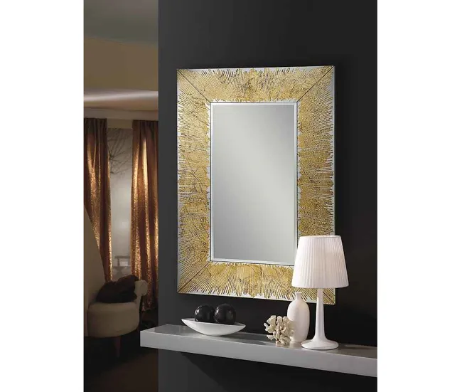 espejo rectangular cristal color dorado serie aurora 80cm