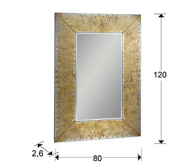 espejo rectangular cristal color dorado serie aurora 80cm