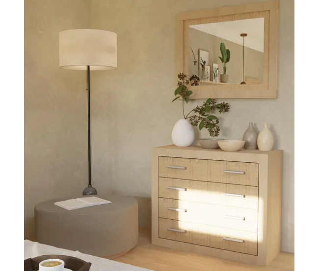 Espejo rectangular Kira Tofe - Textil 75 x 90 x 3,5 cm | Fácil Instalación | Sin Taladro