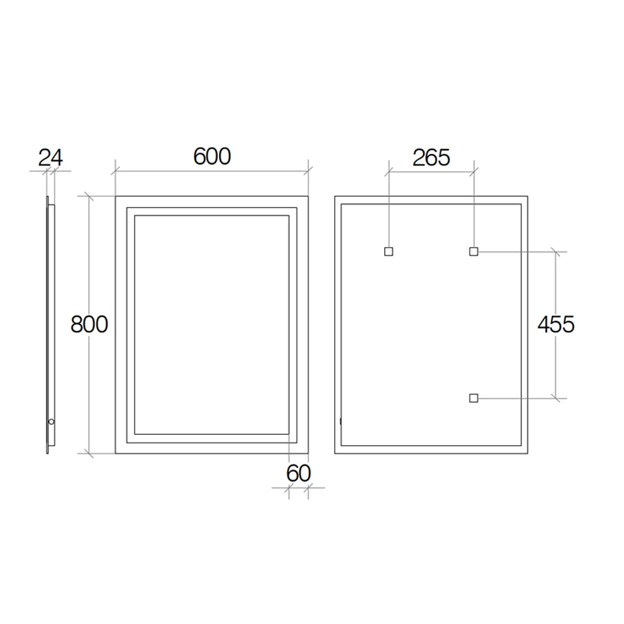 Espejo rectangular de pared ultraplano Lineabeta Speci con luz led y encendido táctil. De doble cara cm 60x80