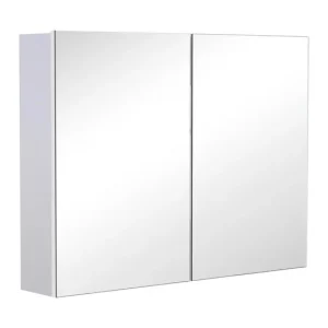 HOMCOM Armario de Baño con Espejo Armario de 2 Puertas con 3 Estantes Interiores Estilo Moderno para Dormitorio Salón 80x1...