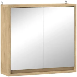HOMCOM Armario de Baño con Espejo con 2 Puertas y Estante Ajustable Mueble Colgante de Baño para Aseo Estilo Moderno 48x14...