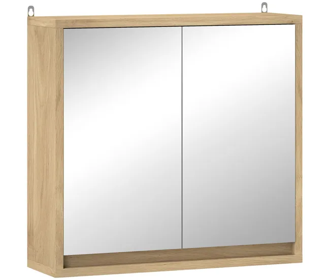 HOMCOM Armario de Baño con Espejo con 2 Puertas y Estante Ajustable Mueble Colgante de Baño para Aseo Estilo Moderno 48x14...