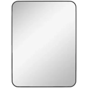 HOMCOM Espejo de Baño 60x80 cm Espejo Rectangular Espejo de Pared con Marco de Acero Vertical u Horizontal para Recibidor...