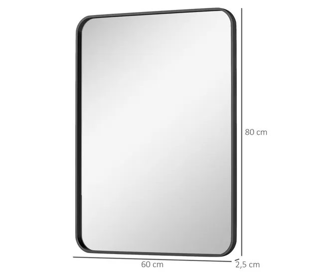 HOMCOM Espejo de Baño 60x80 cm Espejo Rectangular Espejo de Pared con Marco de Acero Vertical u Horizontal para Recibidor...