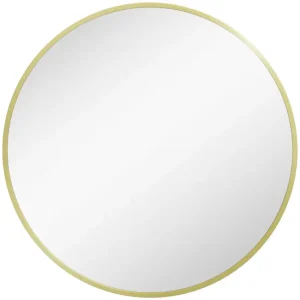 HOMCOM Espejo de Baño Ø60 cm Espejo de Pared Espejo Decorativo con Marco de Aluminio y Gancho Cómodo Instalación para Saló...