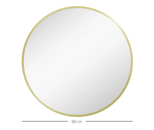 HOMCOM Espejo de Baño Ø60 cm Espejo de Pared Espejo Decorativo con Marco de Aluminio y Gancho Cómodo Instalación para Saló...