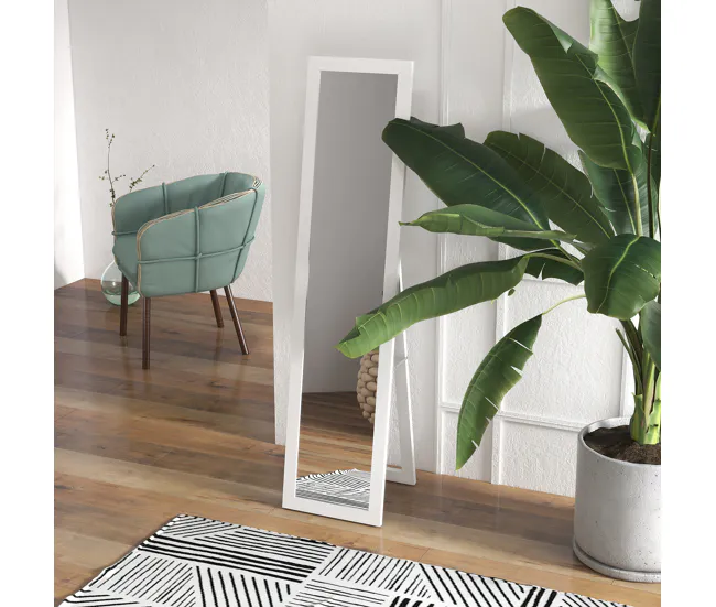 HOMCOM Espejo de Cuerpo Entero 37x155 cm Espejo de Pie Espejo de Pared Forma Rectangular con Marco de Madera Decorativo pa...