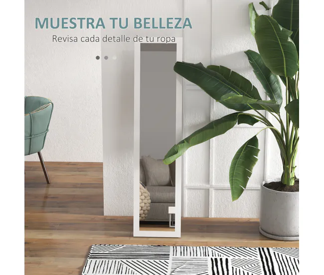 HOMCOM Espejo de Cuerpo Entero 37x155 cm Espejo de Pie Espejo de Pared Forma Rectangular con Marco de Madera Decorativo pa...