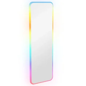 HOMCOM Espejo de Cuerpo Entero con Luces LED 120x40 cm Espejo Rectangular de Pared Ajustable con Iluminación de 7 Colores...