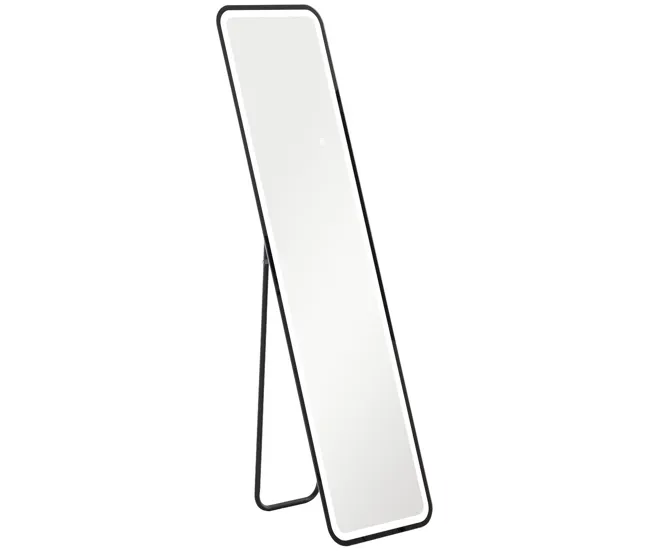 HOMCOM Espejo de Cuerpo Entero con Luz LED 150x40 cm Espejo de Pie o de Pared sin Marco con Iluminación de 3 Colores Funci...