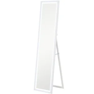 HOMCOM Espejo de Cuerpo Entero con Luz LED 160x40 cm Espejo de Pie Espejo de Pared con Iluminación de 3 Colores Táctil Int...