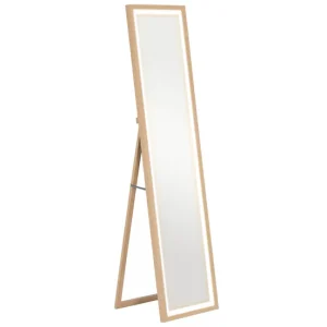 HOMCOM Espejo de Cuerpo Entero con Luz LED 160x40 cm Espejo de Pie Espejo de Pared con Iluminación de 3 Colores Táctil Int...