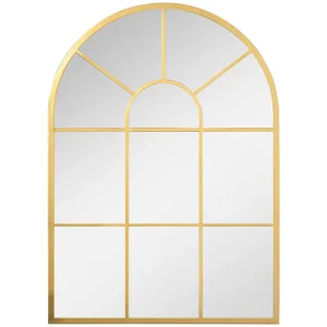 HOMCOM Espejo Decorativo de Pared 50x70 cm Espejo de Ventana de Metálico para Salón Dormitorio Entrada Estilo Moderno Dorado