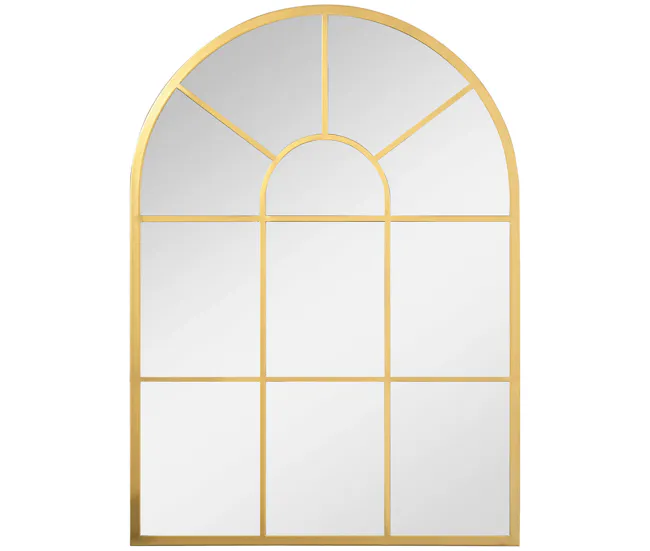 HOMCOM Espejo Decorativo de Pared 50x70 cm Espejo de Ventana de Metálico para Salón Dormitorio Entrada Estilo Moderno Dorado