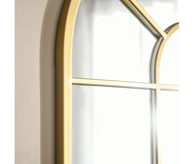 HOMCOM Espejo Decorativo de Pared 50x70 cm Espejo de Ventana de Metálico para Salón Dormitorio Entrada Estilo Moderno Dorado