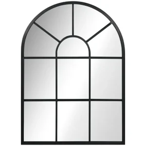 HOMCOM Espejo Decorativo de Pared 50x70 cm Espejo de Ventana de Acero para Salón Dormitorio Entrada Estilo Moderno Negro