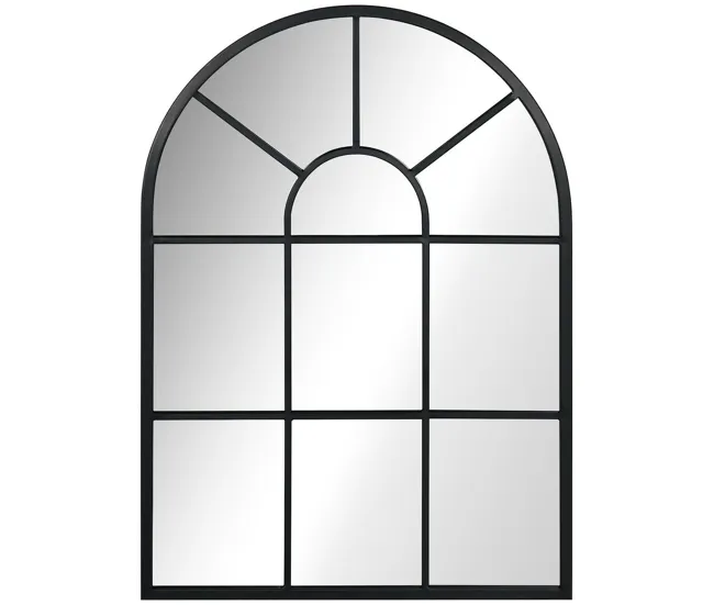 HOMCOM Espejo Decorativo de Pared 50x70 cm Espejo de Ventana de Acero para Salón Dormitorio Entrada Estilo Moderno Negro