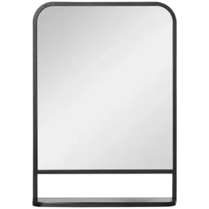 HOMCOM Espejo Decorativo de Pared 50x70 cm Espejo Rectangular de Metal con Estante de Almacenamiento para Salón Dormitorio...
