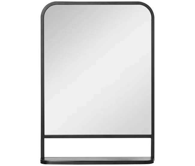 HOMCOM Espejo Decorativo de Pared 50x70 cm Espejo Rectangular de Metal con Estante de Almacenamiento para Salón Dormitorio...