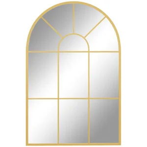 HOMCOM Espejo Decorativo de Pared 60x91 cm Espejo de Ventana de Metálico para Salón Dormitorio Entrada Estilo Moderno Dorado