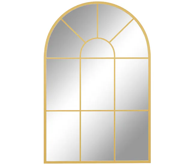 HOMCOM Espejo Decorativo de Pared 60x91 cm Espejo de Ventana de Metálico para Salón Dormitorio Entrada Estilo Moderno Dorado