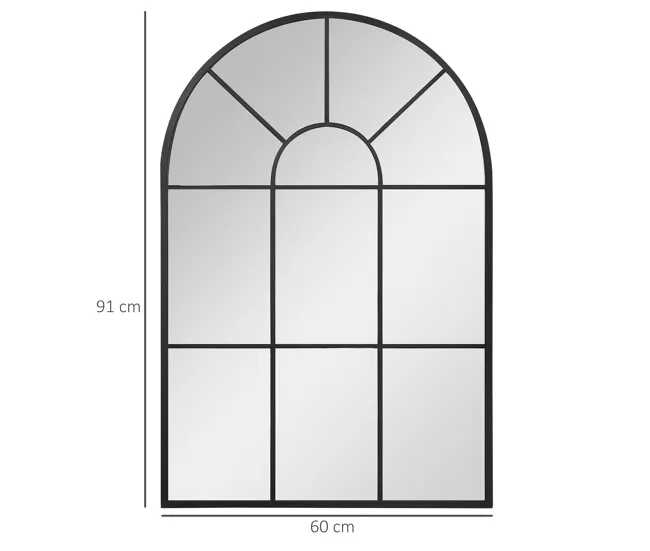 HOMCOM Espejo Decorativo de Pared 60x91 cm Espejo de Ventana de Metal para Salón Dormitorio Entrada Estilo Vanguardista Negro
