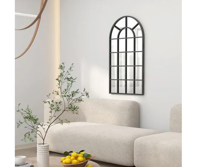 HOMCOM Espejo Decorativo de Pared 65x110 cm Espejo de Ventana de Acero para Salón Dormitorio Entrada Estilo Moderno Negro