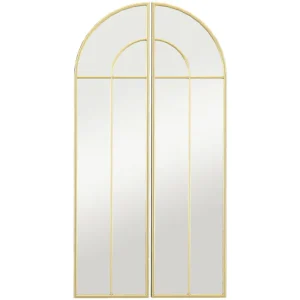 HOMCOM Espejo Decorativo de Pared de 2 Piezas 30x120 cm Espejo de Ventana con Diseño en Arco y Marco de Metálico Espejo pa...