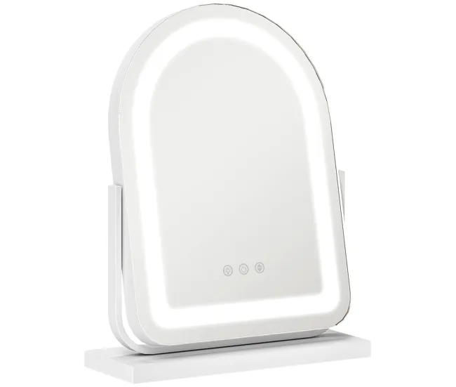 HOMCOM Espejo Maquillaje con Luz LED Espejo Tocador Giratorio con 3 Modos de Iluminación Ajustables Interruptor Táctil Rot...