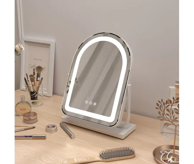 HOMCOM Espejo Maquillaje con Luz LED Espejo Tocador Giratorio con 3 Modos de Iluminación Ajustables Interruptor Táctil Rot...