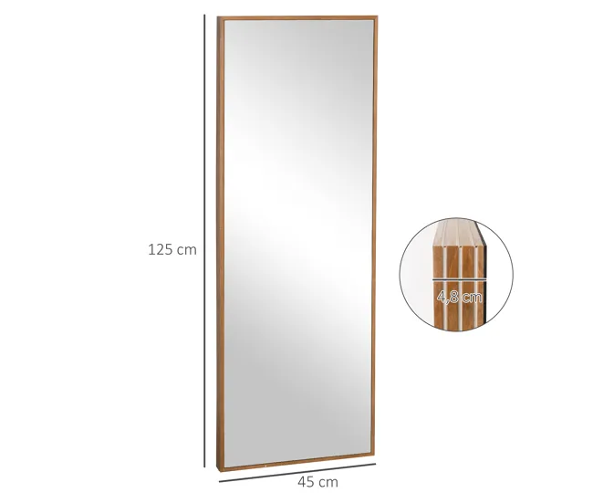 HOMCOM Espejo de Pared Cuerpo Entero 45x125 cm Espejo de Pie Espejo de Suelo Grande de Madera Estilo Innovador Decorativo...
