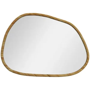 HOMCOM Espejo de Pared Decorativo 70x50 cm Espejo de Baño con Forma Irregular y Marco de Madera para Salón Entrada Pasillo...