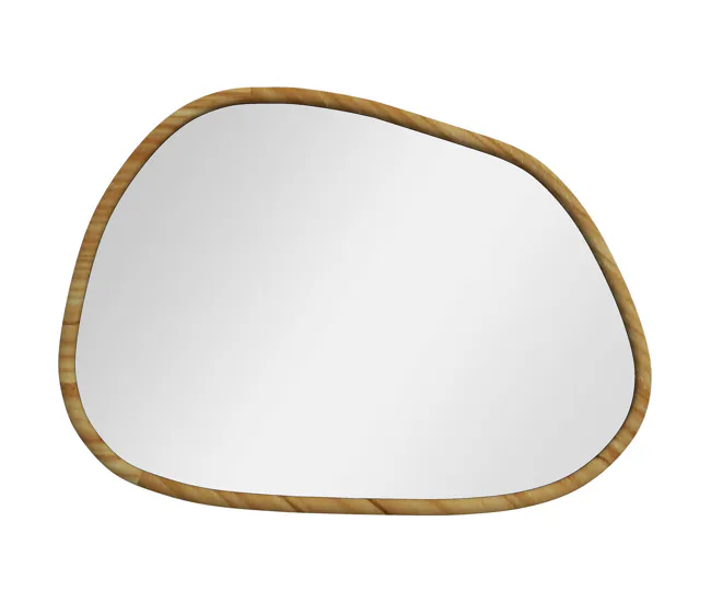 HOMCOM Espejo de Pared Decorativo 70x50 cm Espejo de Baño con Forma Irregular y Marco de Madera para Salón Entrada Pasillo...