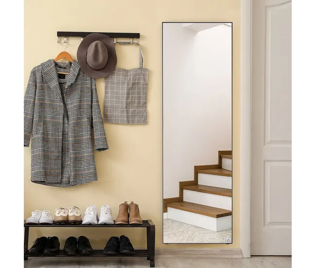 HOMCOM Espejo de Pie Cuerpo Entero de Aleación de Aluminio Espejo de Pared con 2 Formas de Uso Forma de Rectangular para P...