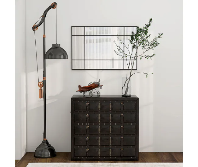HOMCOM Espejo Rectangular de Pared Espejo de Ventana 90x60 cm con Marco de Metálico Espejo Decorativo para Salón Dormitori...