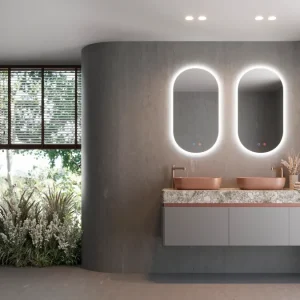 Jabonera de Pared Espejo baño elíptico luz en marco iluminado Canadá de Ledimex