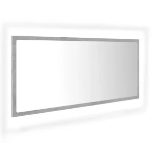 Jabonera de Pared vidaXL Espejo de baño LED acrílico gris hormigón 100x8,5x37 cm