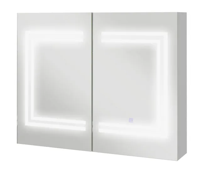 kleankin Armario de Baño con Espejo y Luz LED Mueble de Baño Colgante con 2 Puertas Estantes Ajustables Interruptor Táctil...