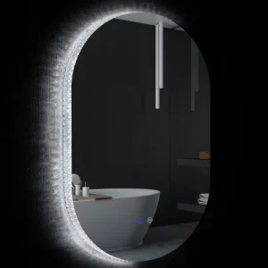 kleankin Espejo de Baño con Luces LED 81x51 cm Espejo de Pared con 3 Colores Ajustables Decoración Acrílica Función Antiva...