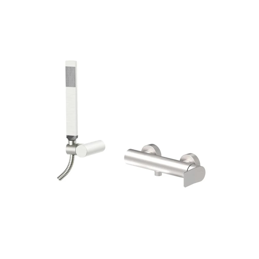 Mezclador de ducha con soporte de pared serie Abatible modelo TI168DST aspecto acero Paffoni