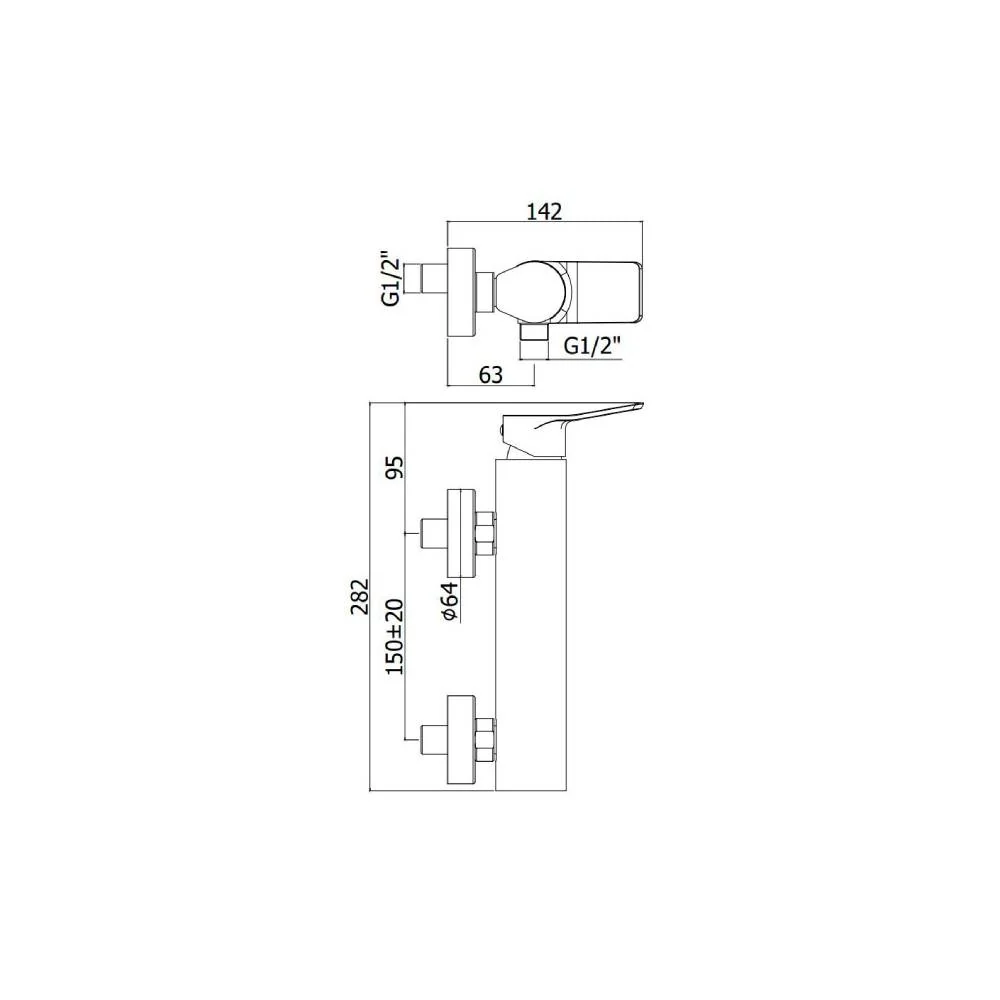 Mezclador de ducha con soporte de pared serie Abatible modelo TI168DST aspecto acero Paffoni