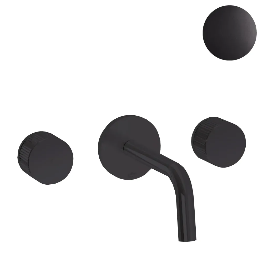 Mezclador de lavabo de pared con pico de 24,5 cm Paffoni Jo Negro Mate