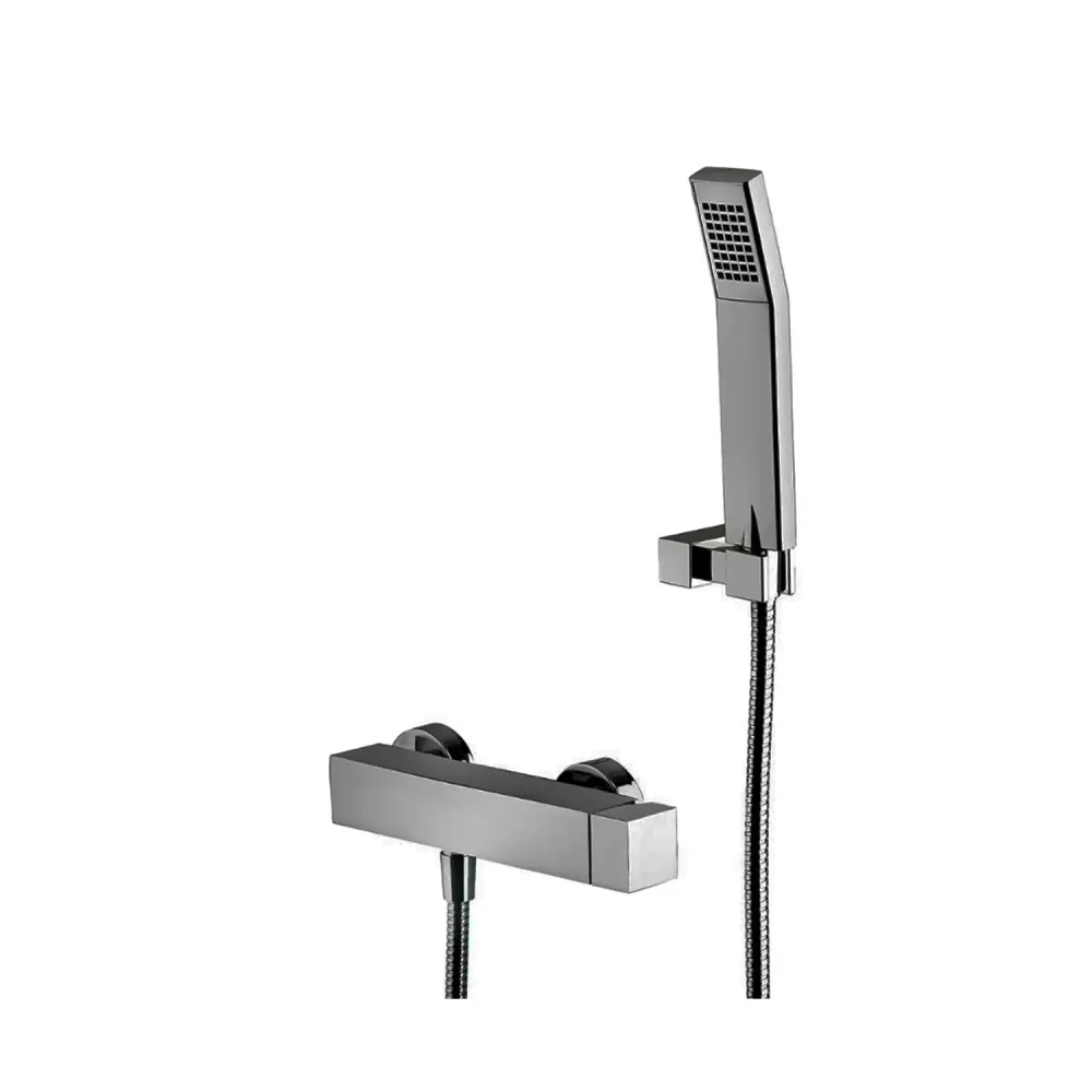 Miscelatore doccia Paffoni serie Elle completo di set doccia con supporto muro - Metal Looking