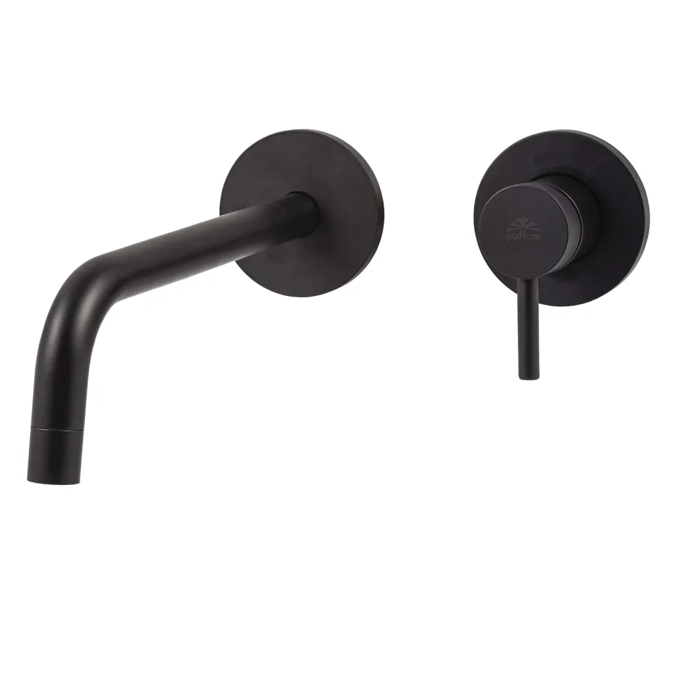 Miscelatore lavabo incasso Paffoni Light con bocca muro 245 mm Nero Opaco