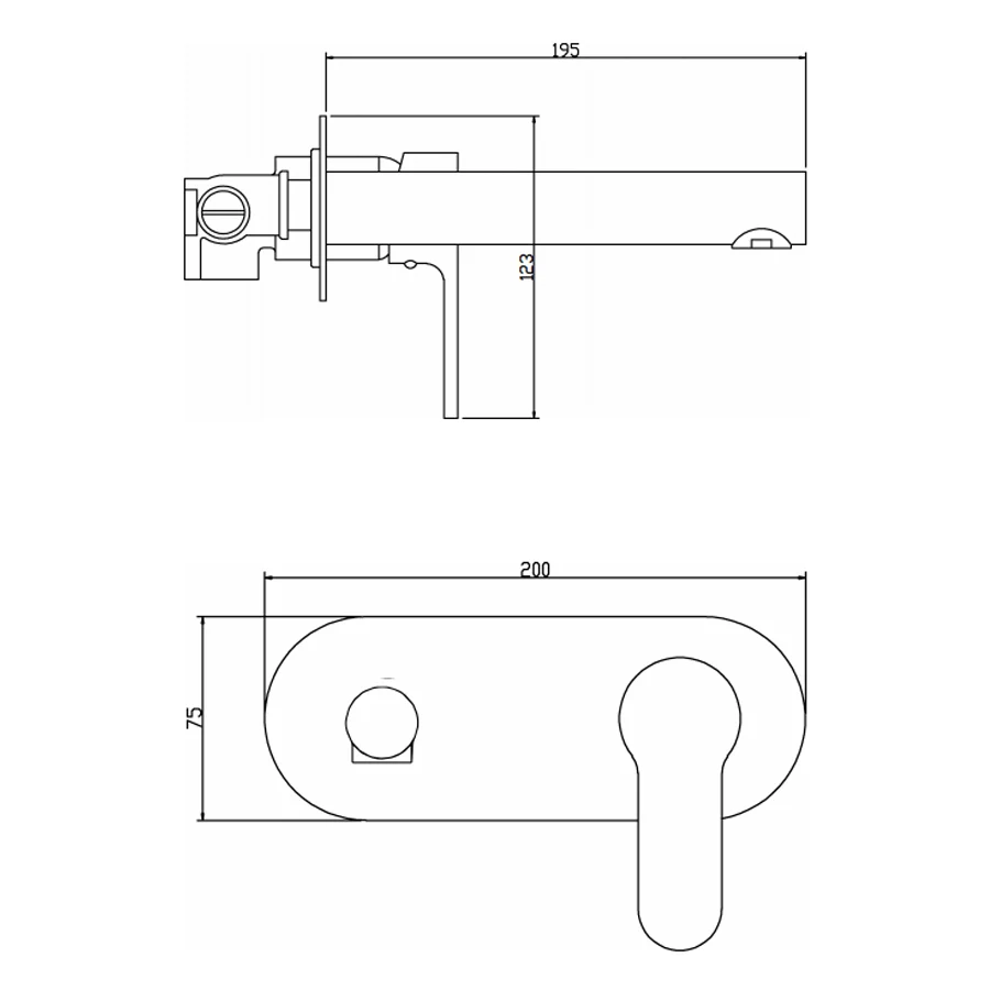 Miscelatore monocomando lavabo muro cromato serie Choco, senza piletta