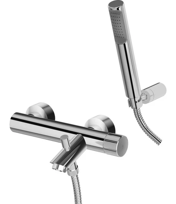 Miscelatore Vasca modello JO026CR con supporto muro fisso ABS con doccia e flessibile Cromo