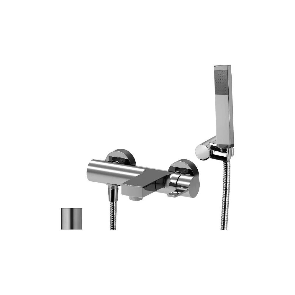 Miscelatore vasca parete con duplex serie Rock modello RO023ST Acero looking Paffoni