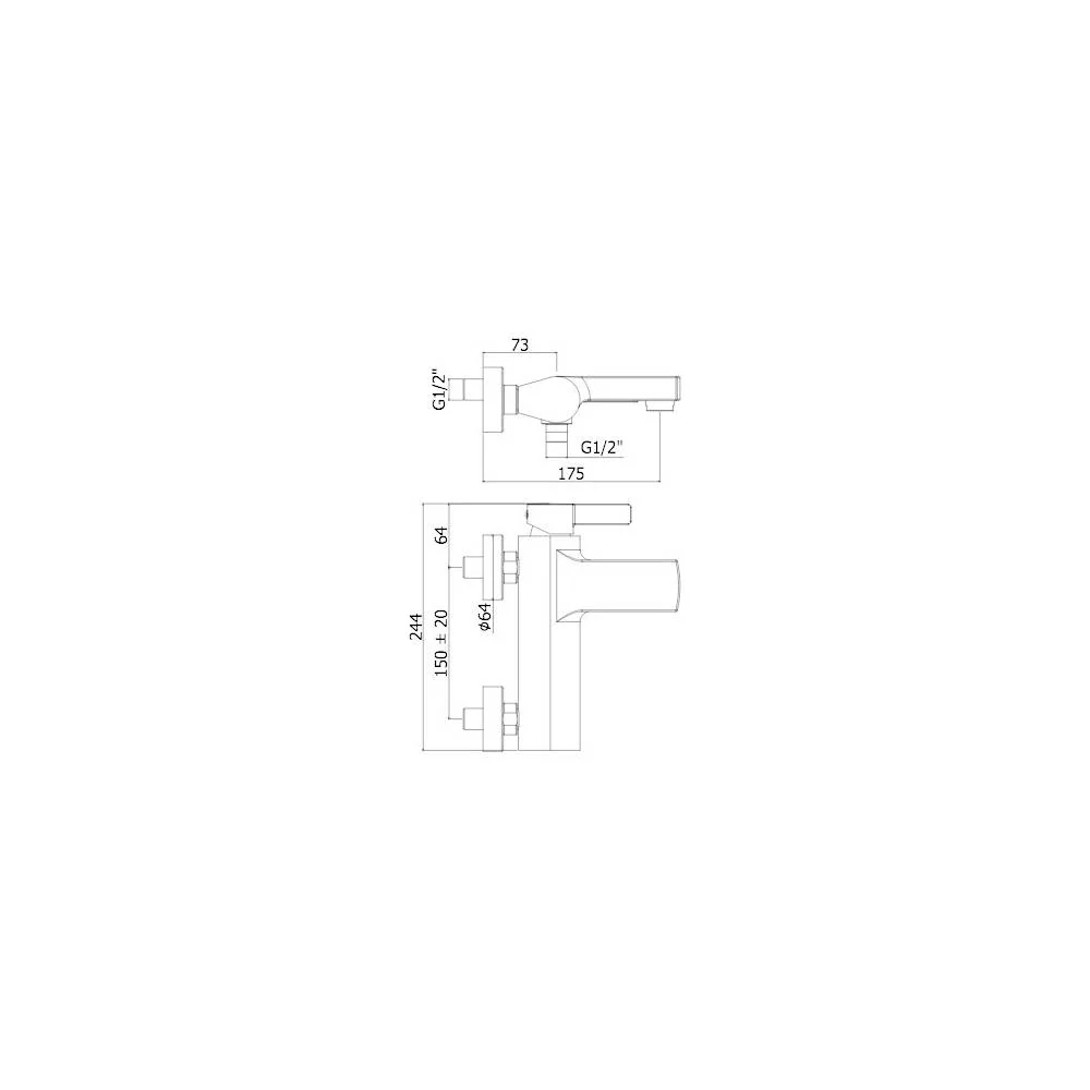 Miscelatore vasca parete con duplex serie Rock modello RO023ST Acero looking Paffoni