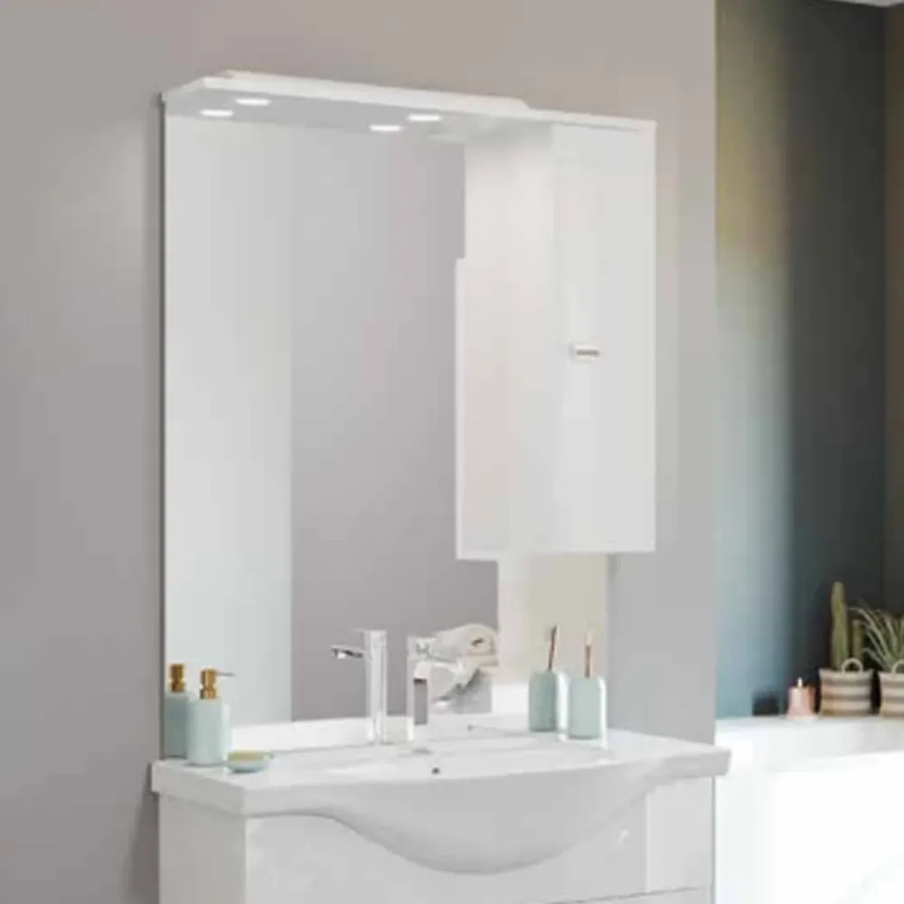Mobile bagno con lavabo e specchio bianco lucido cm 86